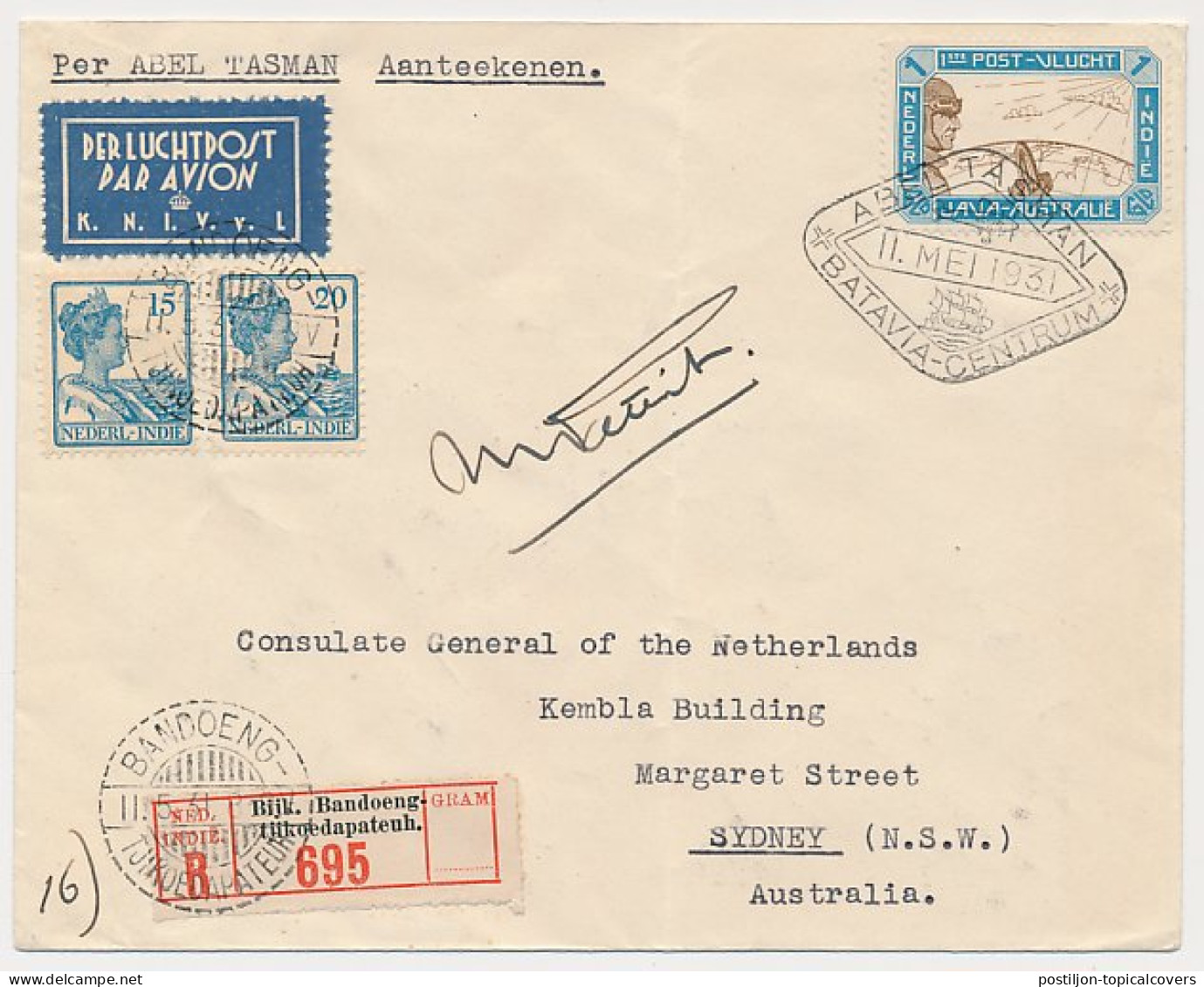 VH C 90 I E Batavia Ned. Indie - Sydney Australie 1931    - Sin Clasificación