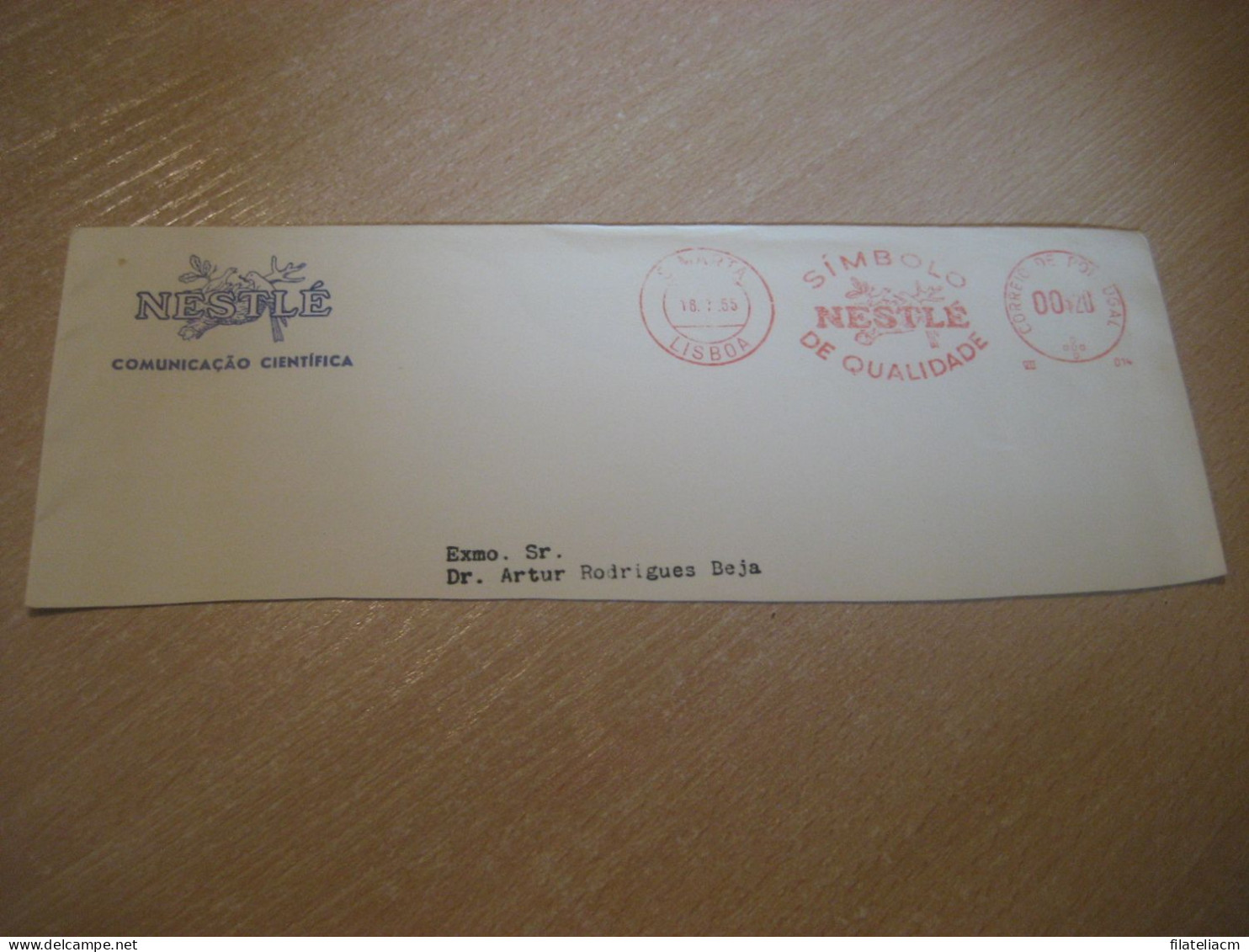 LISBOA 1955 Nestle Meter Mail Cancel Cut Cuted Cover PORTUGAL - Storia Postale