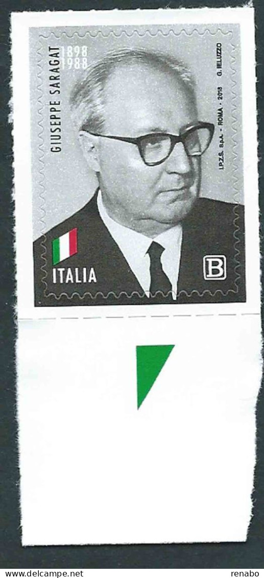 Italia 2018; Giuseppe Saragat, Quinto Dei Presidenti Della Repubblica Italiana. - 2011-20: Nieuw/plakker