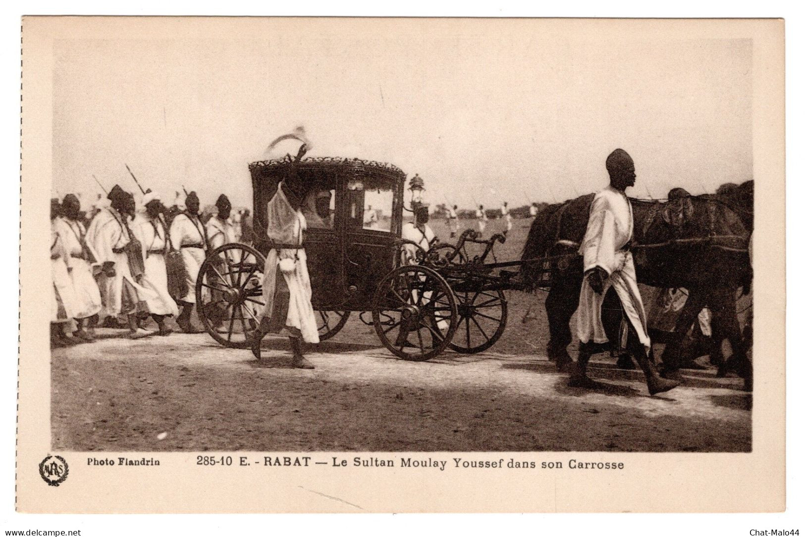 Maroc. Rabat. Le Sultan Moulay Youssef Dans Son Carrosse.  Carte Postale N°285-10 E. Photo Flandrin. Casablanca - Rabat
