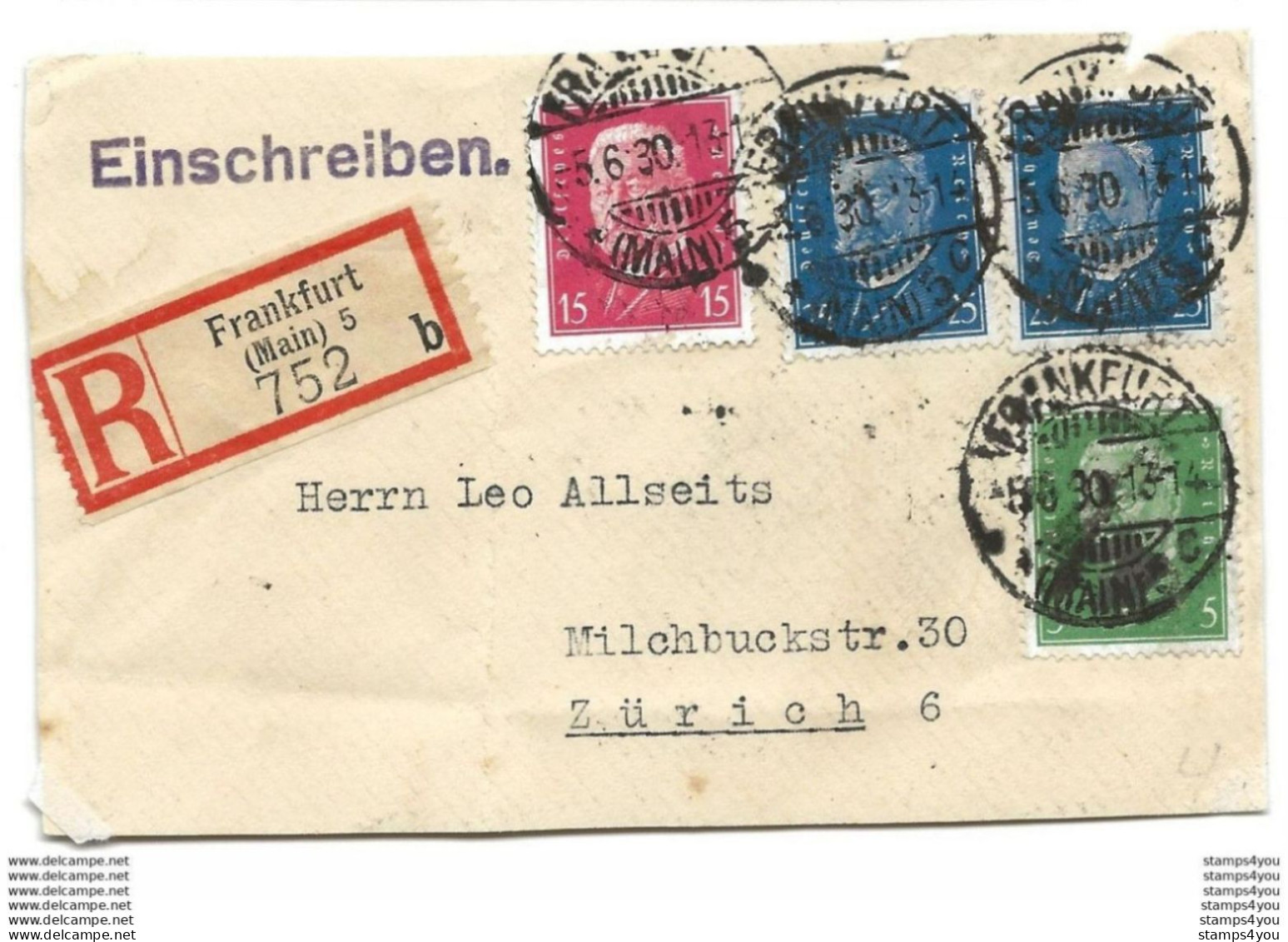 230 - 15 - Fragment De Lettre Recommandée Envoyée De Frankfurt 1930 - Covers & Documents