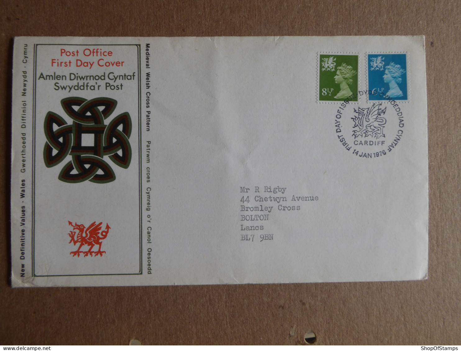 GREAT BRITAIN SG  FDC  WALES Definitive Covers  COVER 1976 - Non Classés