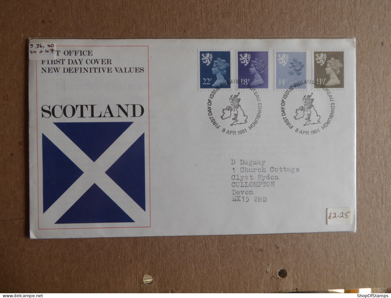 GREAT BRITAIN SG  FDC  SCOTLAND Definitive Covers 1981 - Non Classés