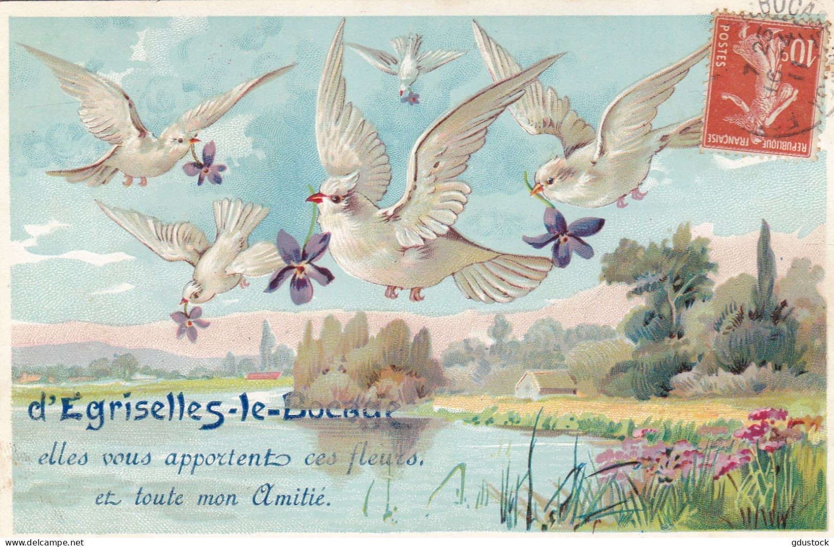 Yonne - D'Egriselles-le-Bocage, Elles Vous Apporte Ces Fleurs Et Toute Mon Amitié - Egriselles Le Bocage