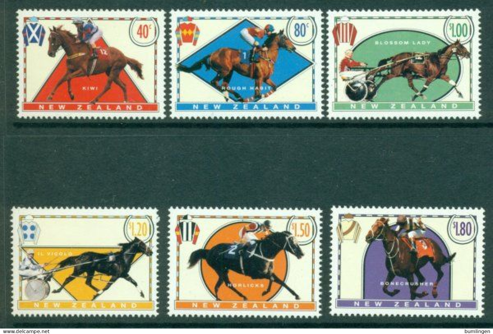 NEW ZEALAND 1996 Mi 1475-80** Horse Races [B1042] - Hippisme