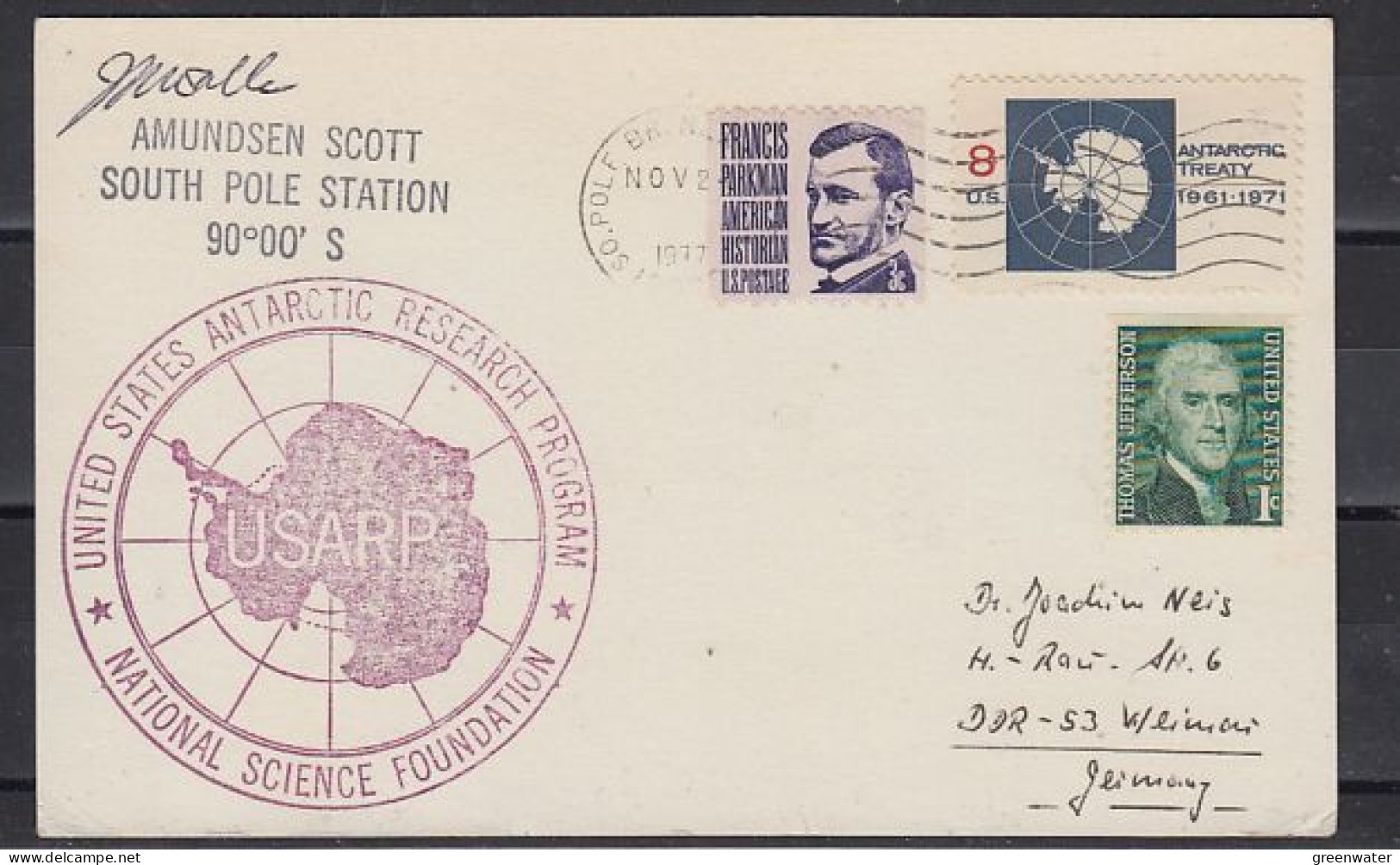 USA  Usarp Amundsen Scott South Pole Station Signature Ca South Pole 24 Nov 1977 (59725) - Forschungsstationen