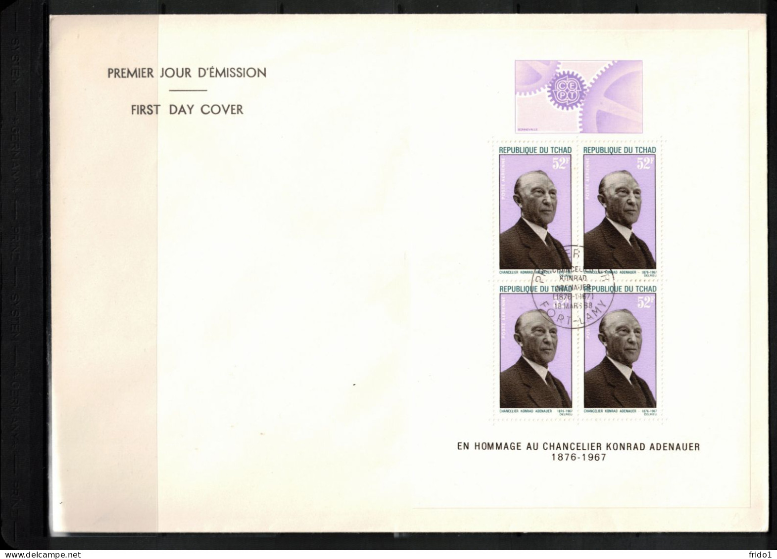 Tchad 1968  Im Memoriam Dr. Konrad Adenauer Sheet FDC - Autres & Non Classés