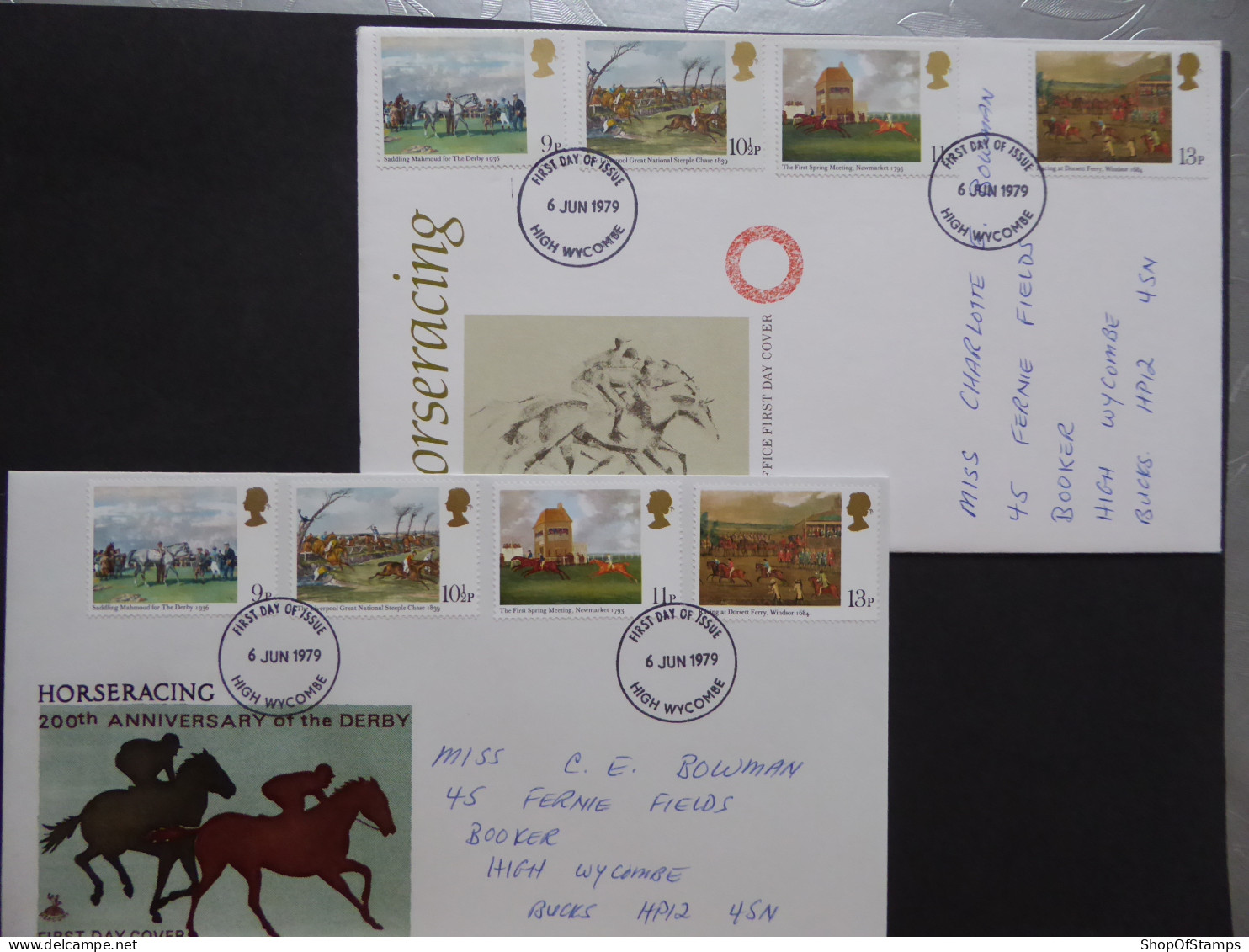 GREAT BRITAIN SG 1087-90 HORSE RACING PAINTINGS FDC  2 DIFFERENT  - Non Classés