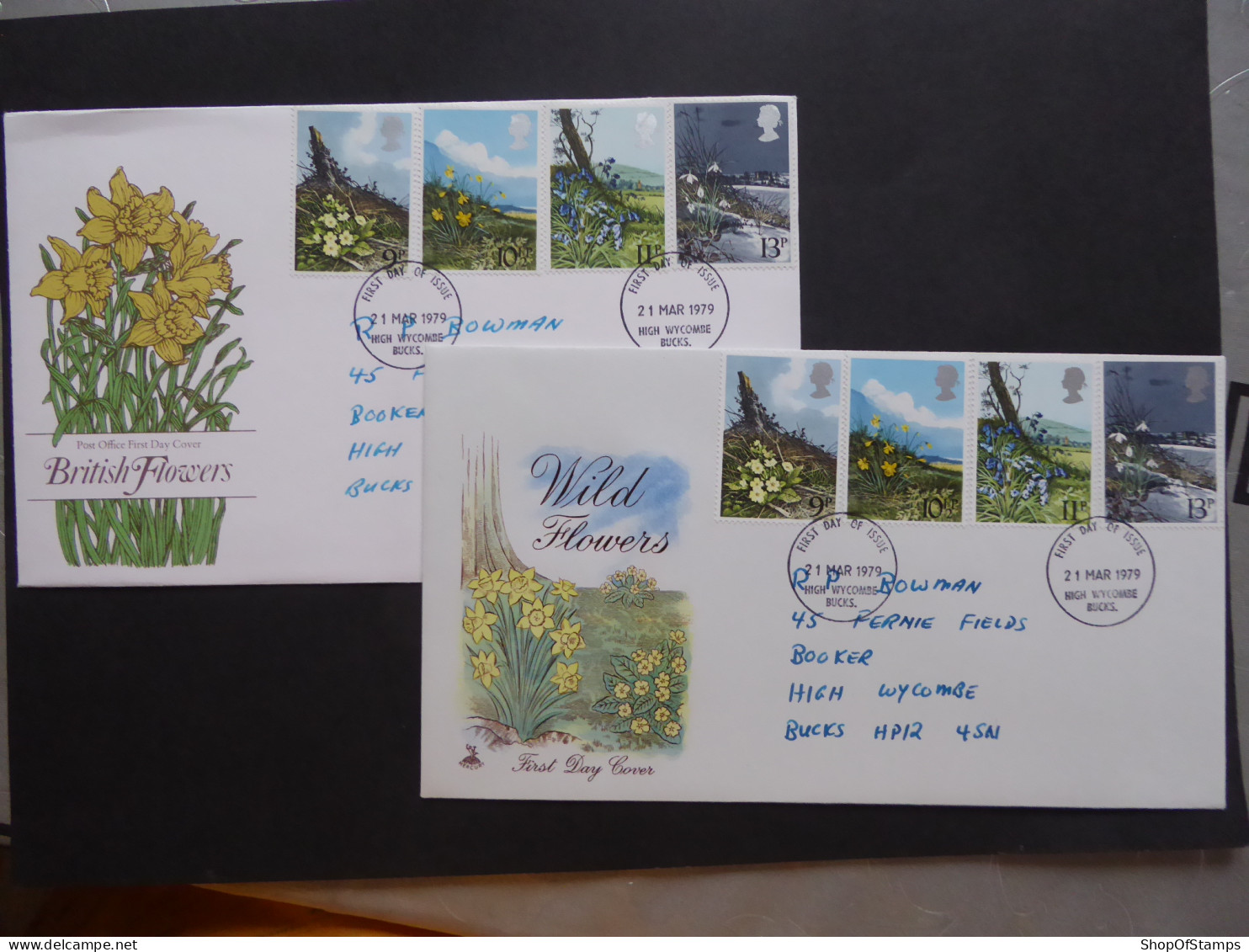 GREAT BRITAIN SG 1079-82 WILD FLOWERS FDC  2 DIFFERENT  - Sin Clasificación