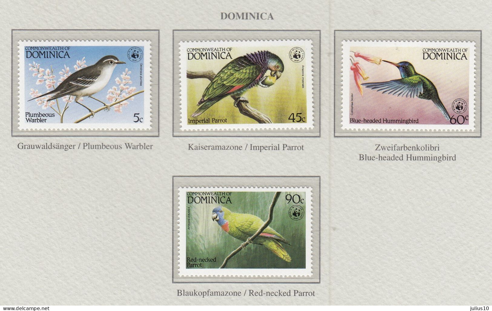 DOMINICA 1984 WWF Birds Mi 836-839 MNH(**) Fauna 705 - Autres & Non Classés