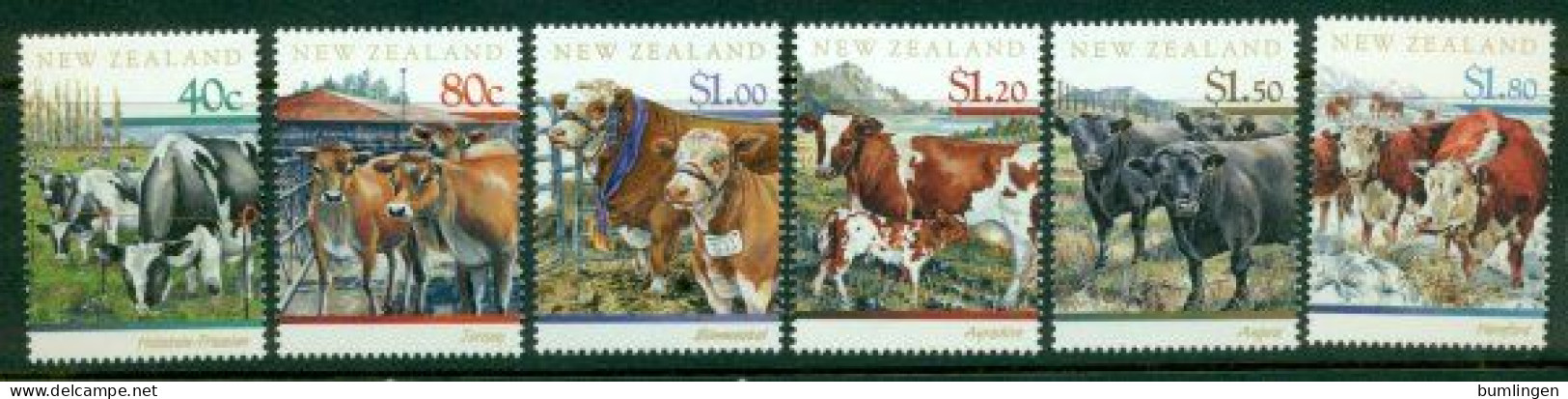 NEW ZEALAND 1997 Mi 1571-76A** Year Of The Ox – Cow Breeds [B1060] - Vacas