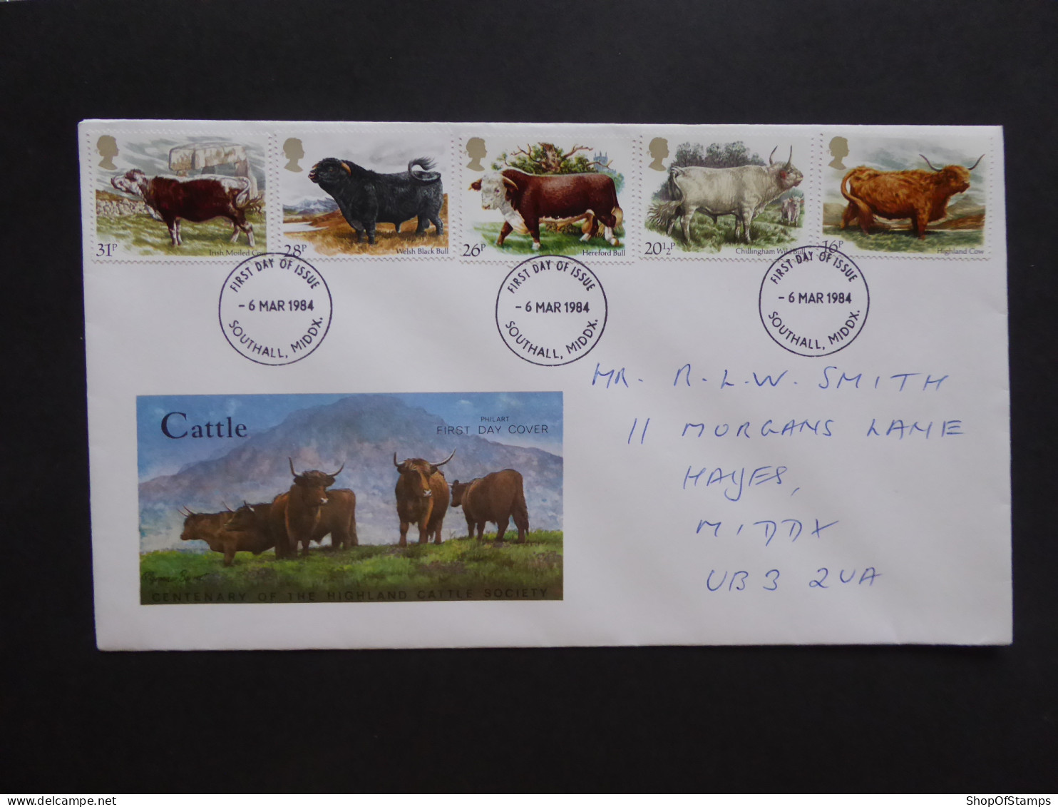 GREAT BRITAIN SG 1240-44 BRITISH CATTLES FDC    - Non Classés