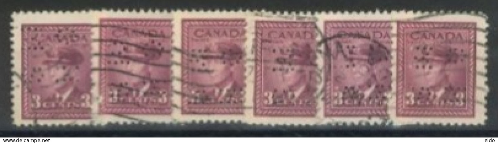 CANADA - 1942, KING GEORGE VI IN NAVAL UNIFORM STAMPS QTY. OF 6, WITH REDUCED SPECIAL PRICE, USED. - Gebruikt