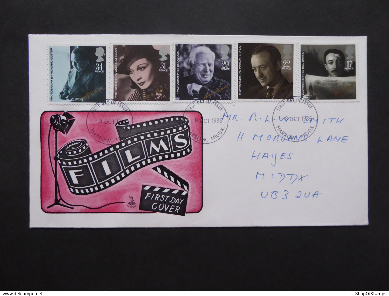 GREAT BRITAIN SG 1298-1302 BRITISH FILM AWARDS FDC    - Ohne Zuordnung