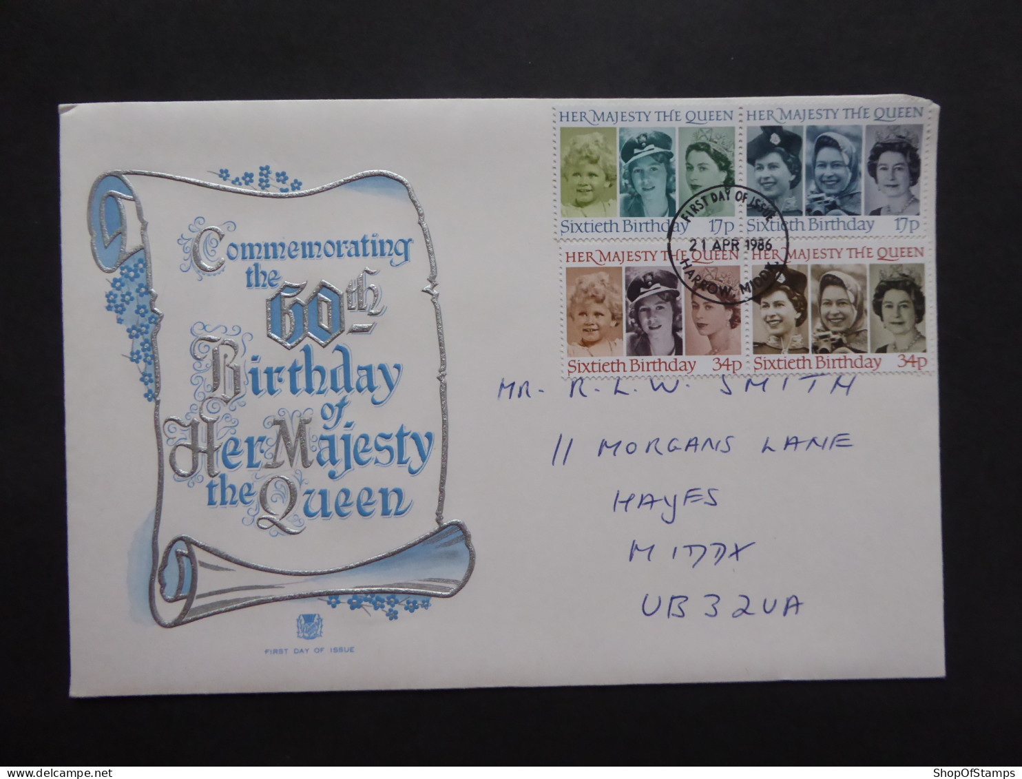 GREAT BRITAIN SG 1316-19 QUEEN ELIZABETH II 60 BIRTHDAY FDC    - Zonder Classificatie