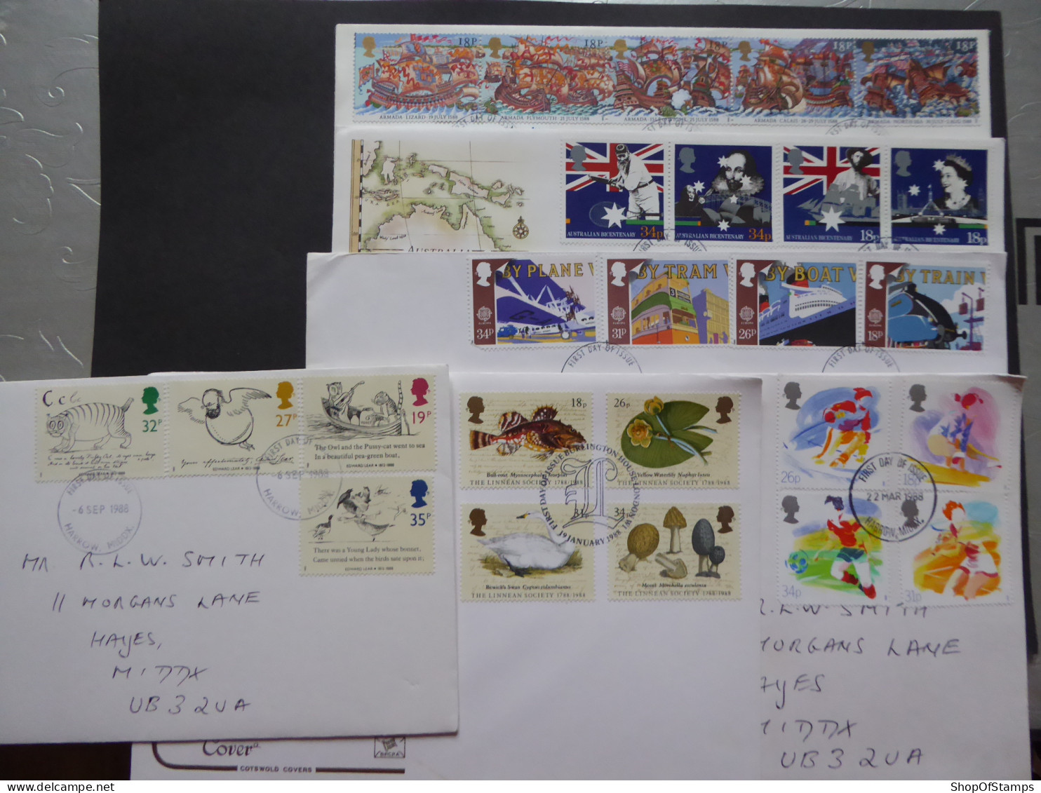 GREAT BRITAIN SG  FDC  6 ISSUES OF 1988  - Ohne Zuordnung