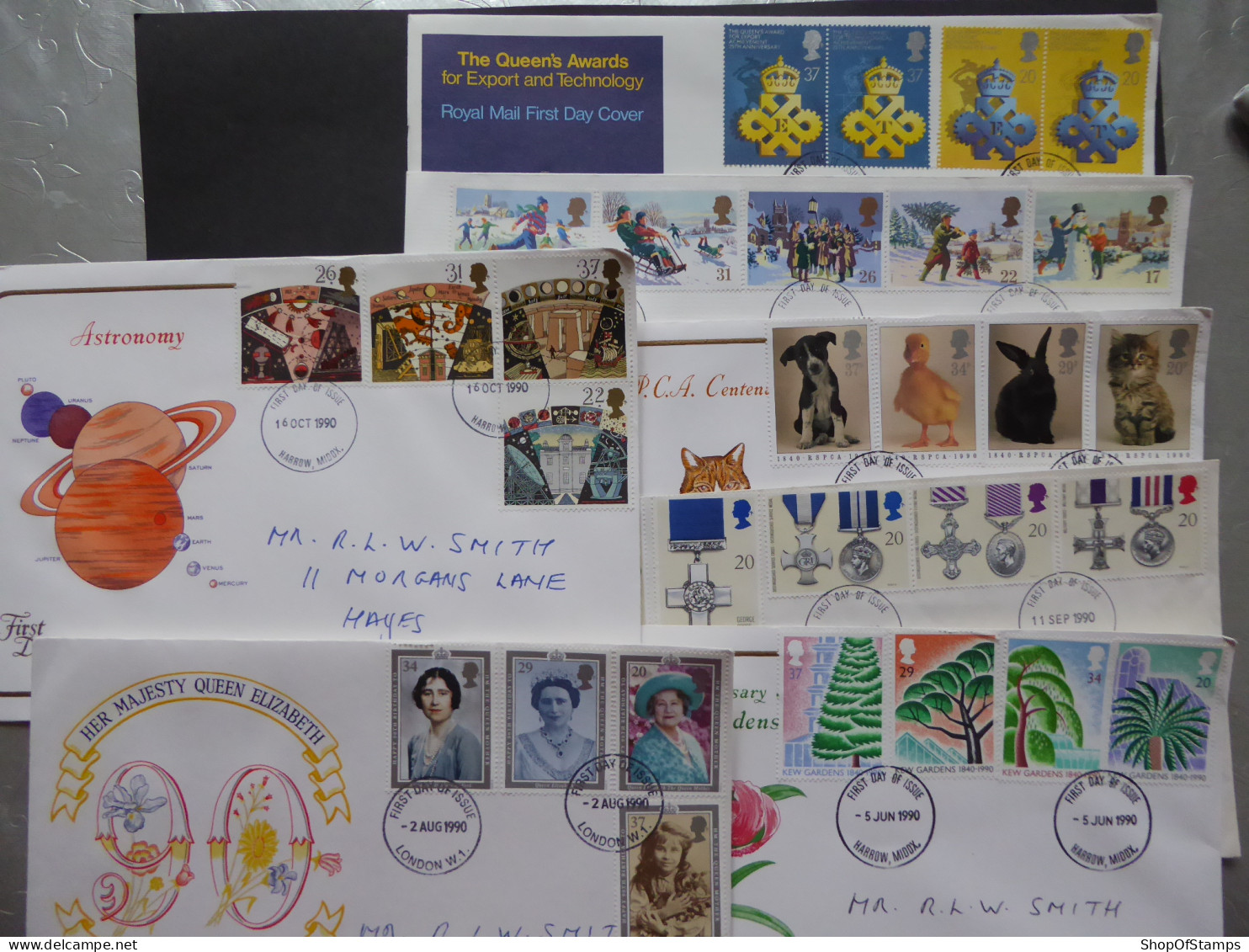 GREAT BRITAIN SG  FDC  7 ISSUES OF 1990  - Unclassified