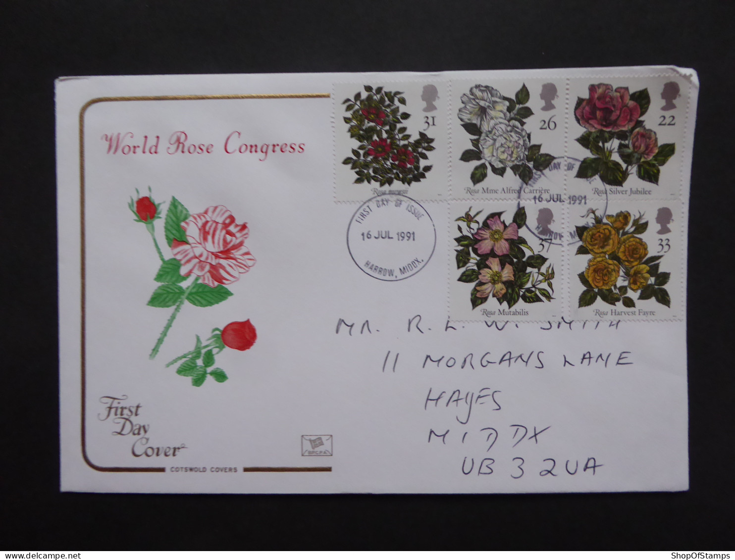 GREAT BRITAIN SG 1568-72 9TH WORLD CONGRESS OF ROSES BELFAST FDC    - Ohne Zuordnung