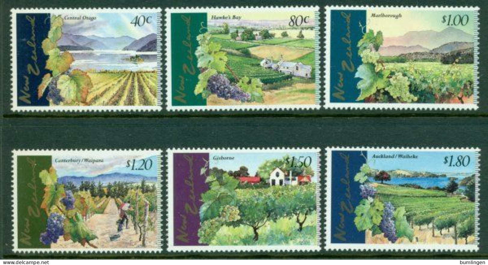 NEW ZEALAND 1997 Mi 1584-89** Wineyards [B1067] - Food