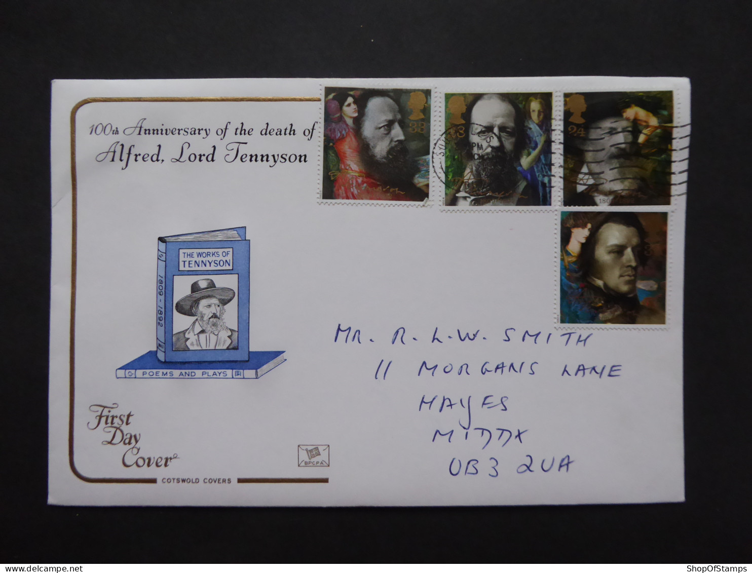 GREAT BRITAIN SG 1607-10 DEATH CENTENARY OF ALFRED, LORD TENNYSON [POET] FDC    - Unclassified