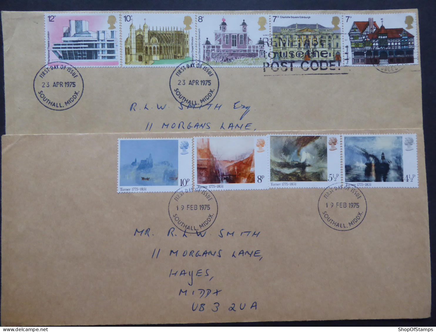 GREAT BRITAIN SG  FDC  2 COVERS OF 1975  - Ohne Zuordnung