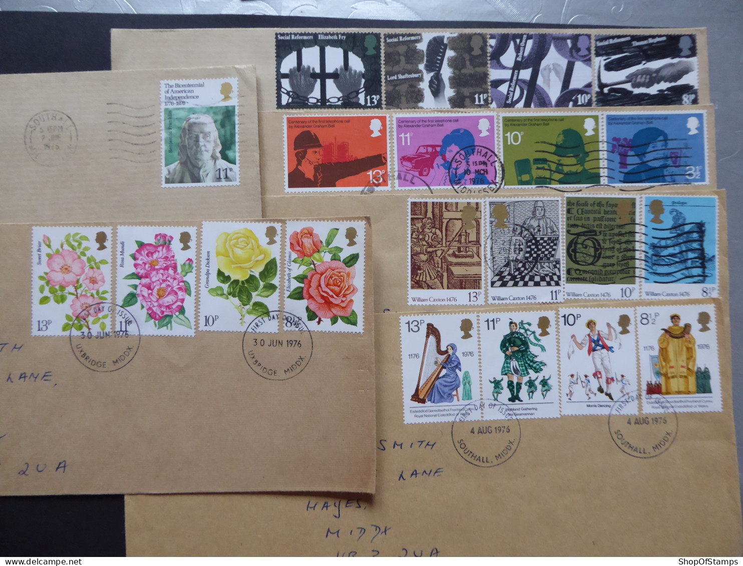 GREAT BRITAIN SG  FDC  6 COVERS OF 1976  - Non Classés