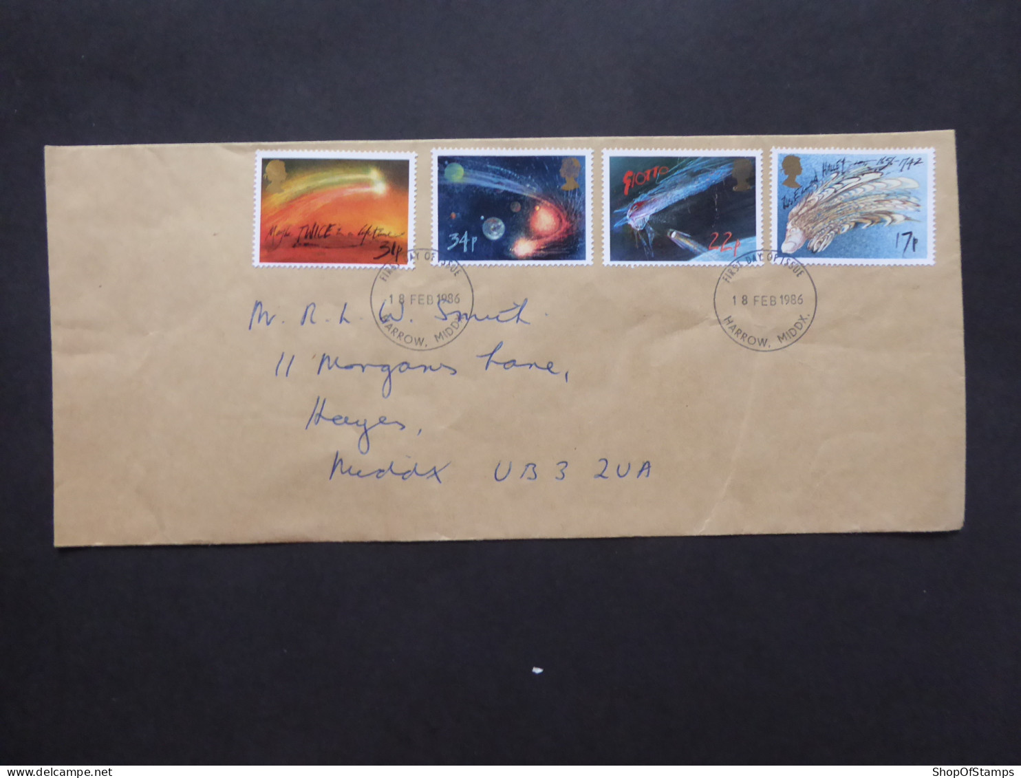 GREAT BRITAIN SG 1312-15 APPEARANCE OF HALLEY'S COMET FDC    - Ohne Zuordnung