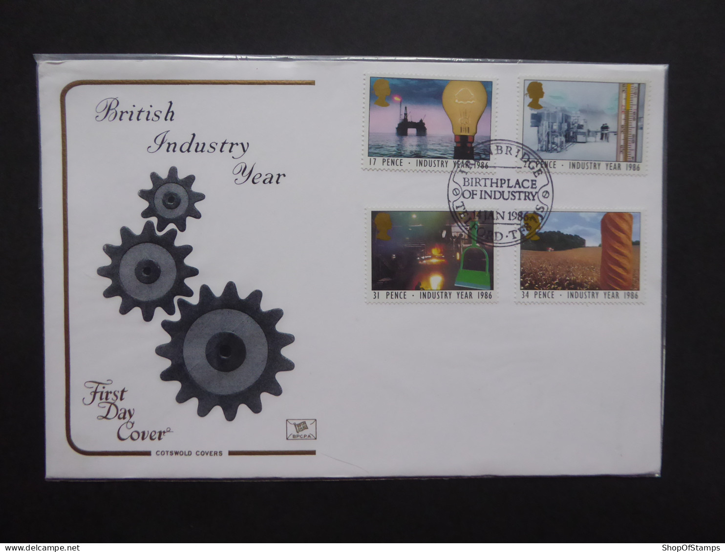 GREAT BRITAIN SG 1308-11 INDUSTRY YEAR FDC  SPECIAL POSTMARK IRON BRIDGE TELFORD  - Unclassified