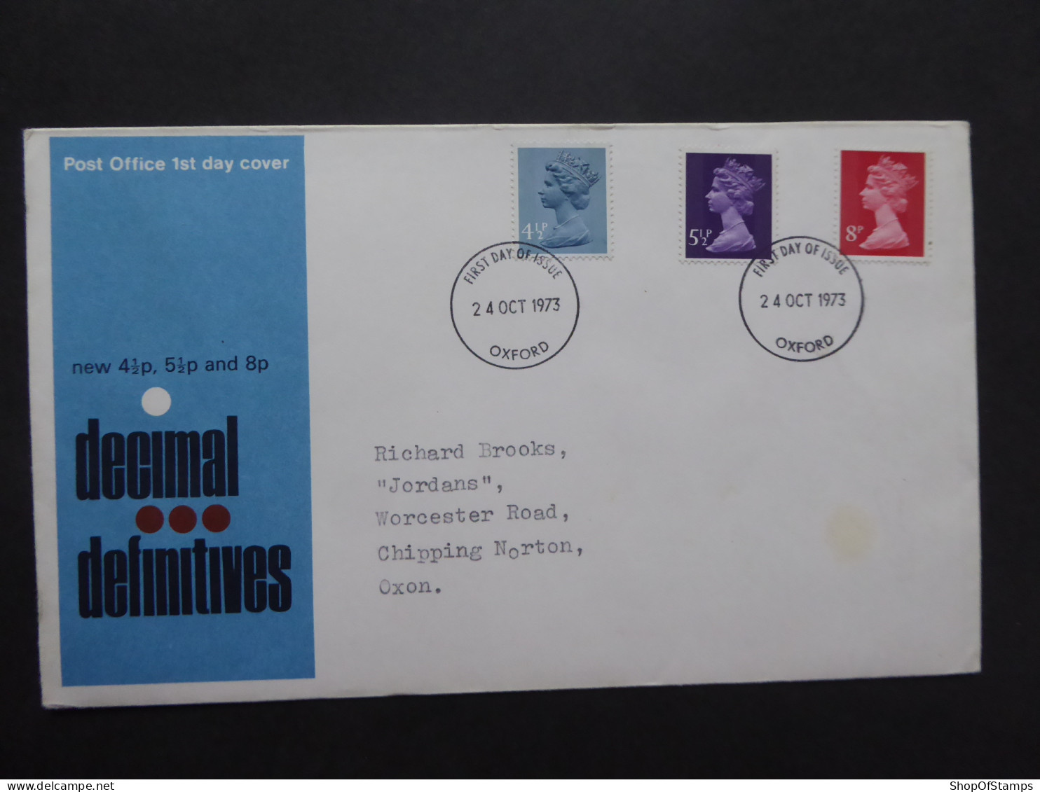 GREAT BRITAIN SG  FDC  DECIMAL ISSUE 24 OCT 1973  - Ohne Zuordnung