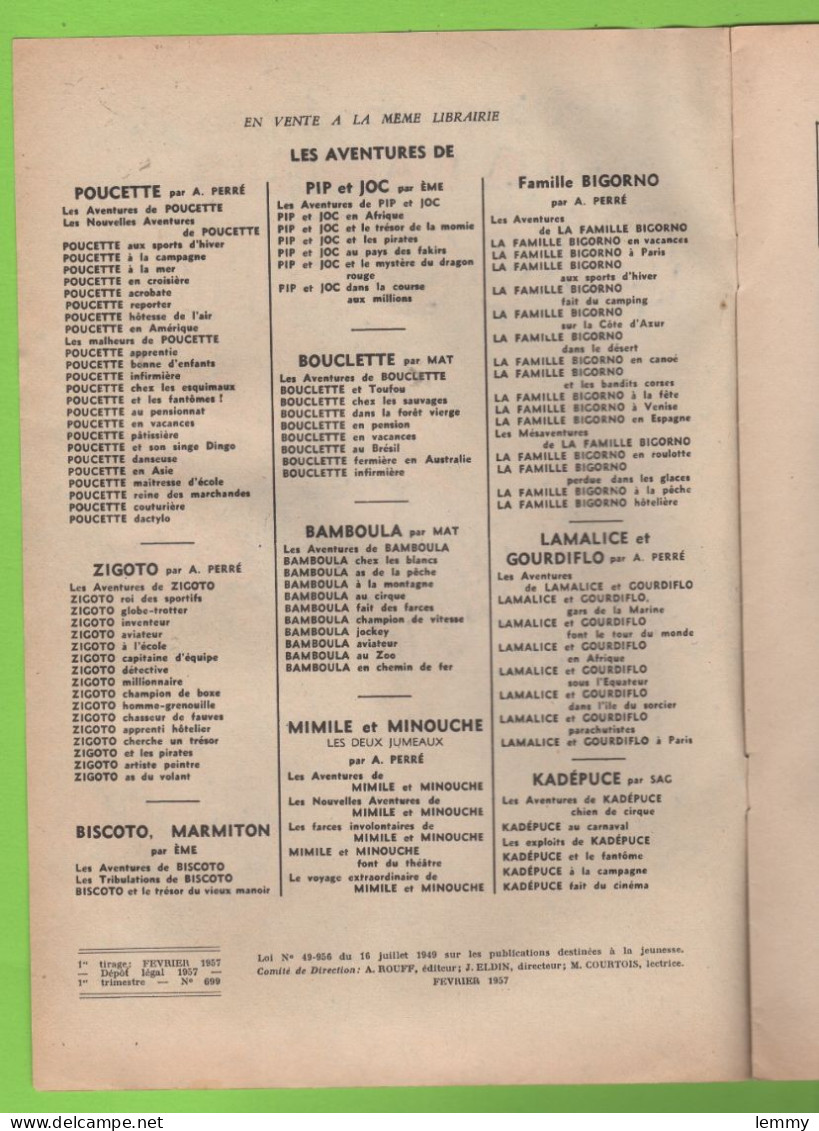 LES AVENTURES DE LA FAMILLE BIGORNO - A. PERRÉ - Ed. ROUFF - N°699 - 1957 - Altre Riviste