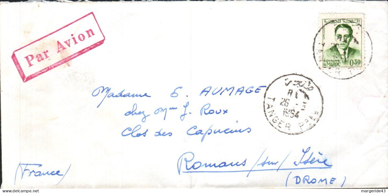 MAROC SEUL SUR LETTRE POUR LA FRANCE 1954 - Morocco (1956-...)