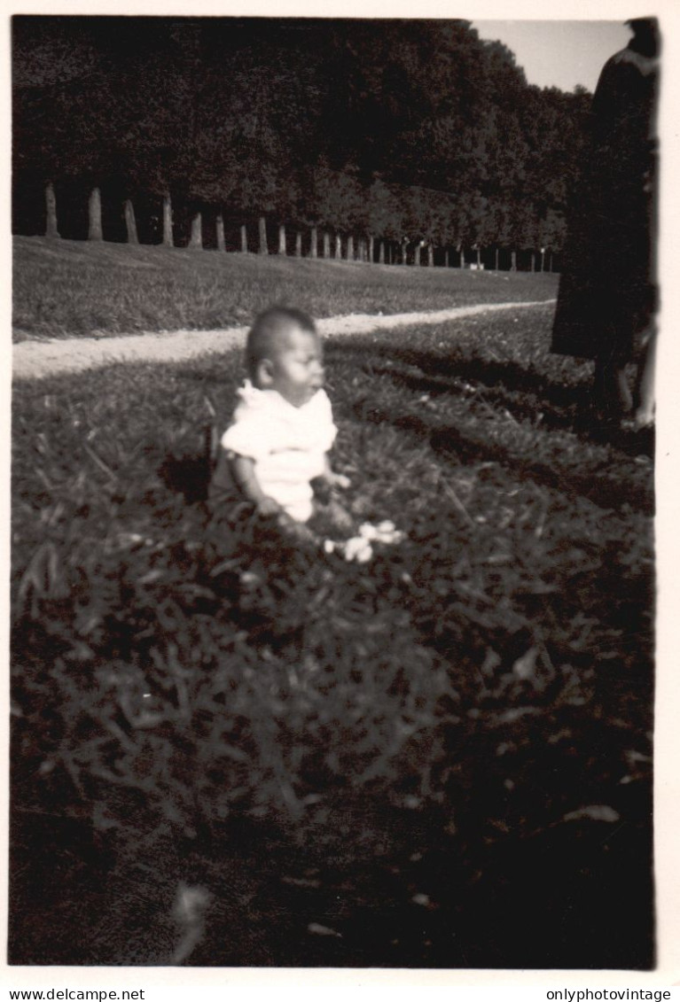 Francia 1937, Neonato Seduto Sul Prato, Fotografia Epoca, Vintage Photo - Plaatsen