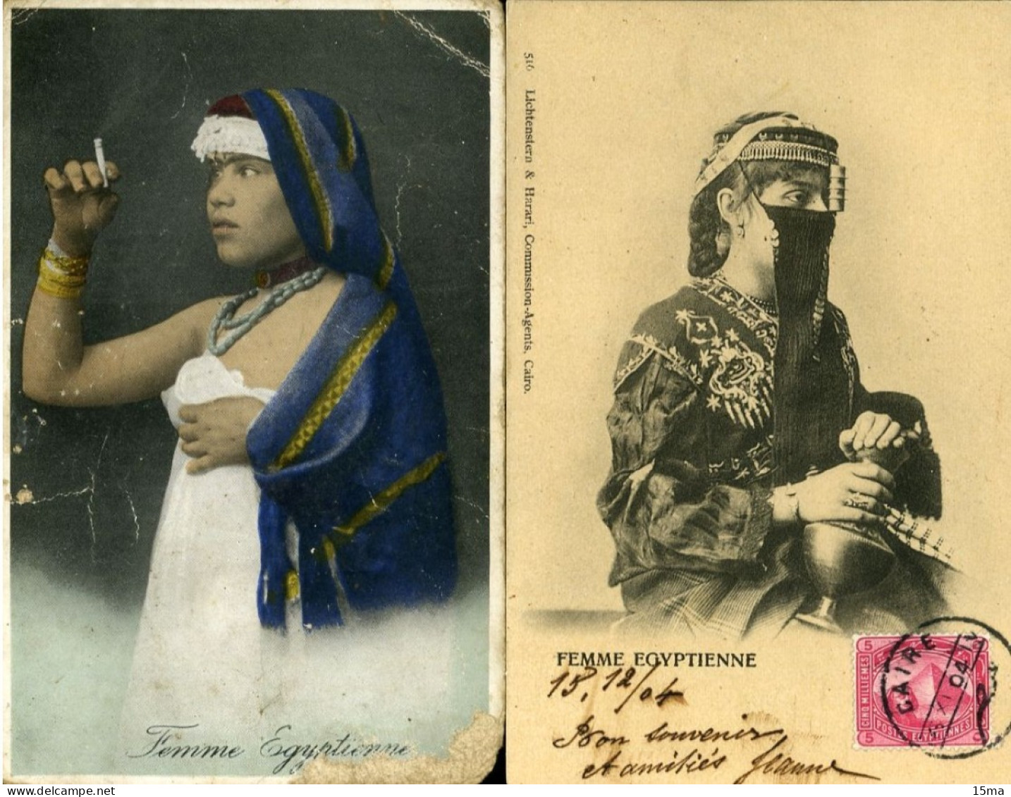 EGYPTE Femme Egyptienne Lot De 2 Cartes Postales - Personas