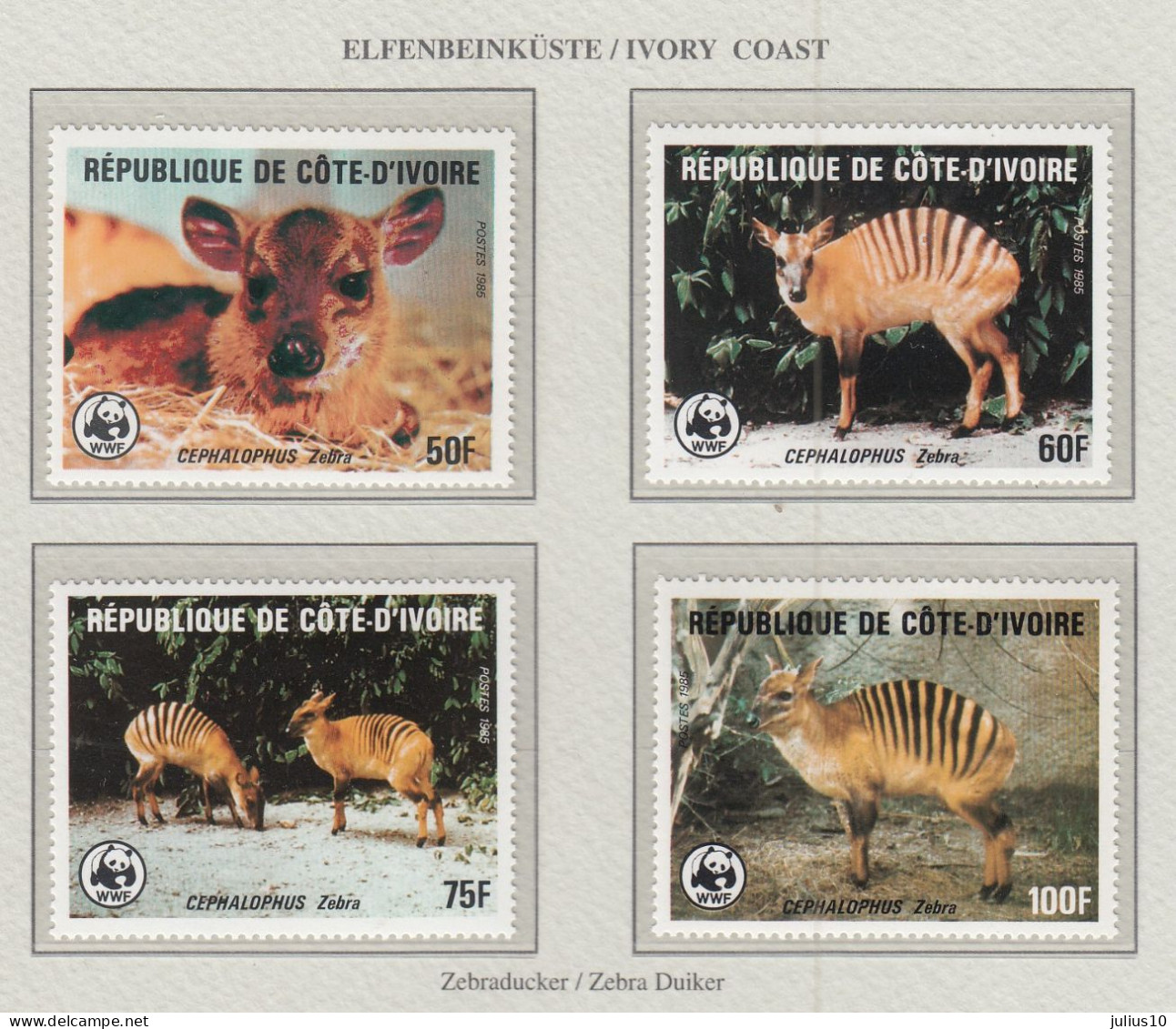 IVORY COAST 1985 WWF Animals Antilope Mi 881-884 MNH(**) Fauna 706 - Unused Stamps