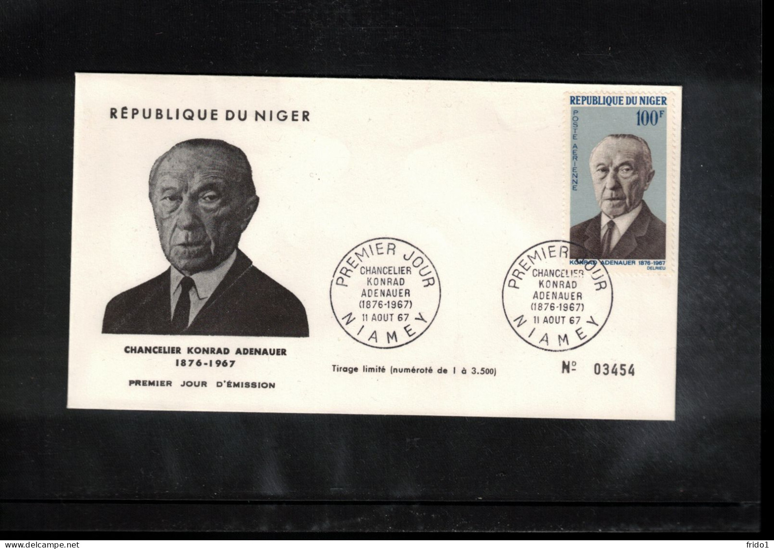 Niger 1967  Im Memoriam Dr. Konrad Adenauer FDC - Sonstige & Ohne Zuordnung