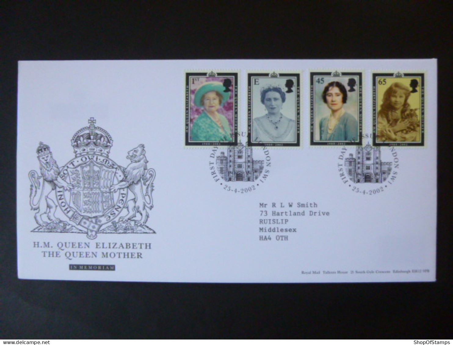 GREAT BRITAIN SG 2280-83 QUEEN ELIZABETH THE QUEEN MOTHER COMMEMORATION FDC LONDON - Ohne Zuordnung