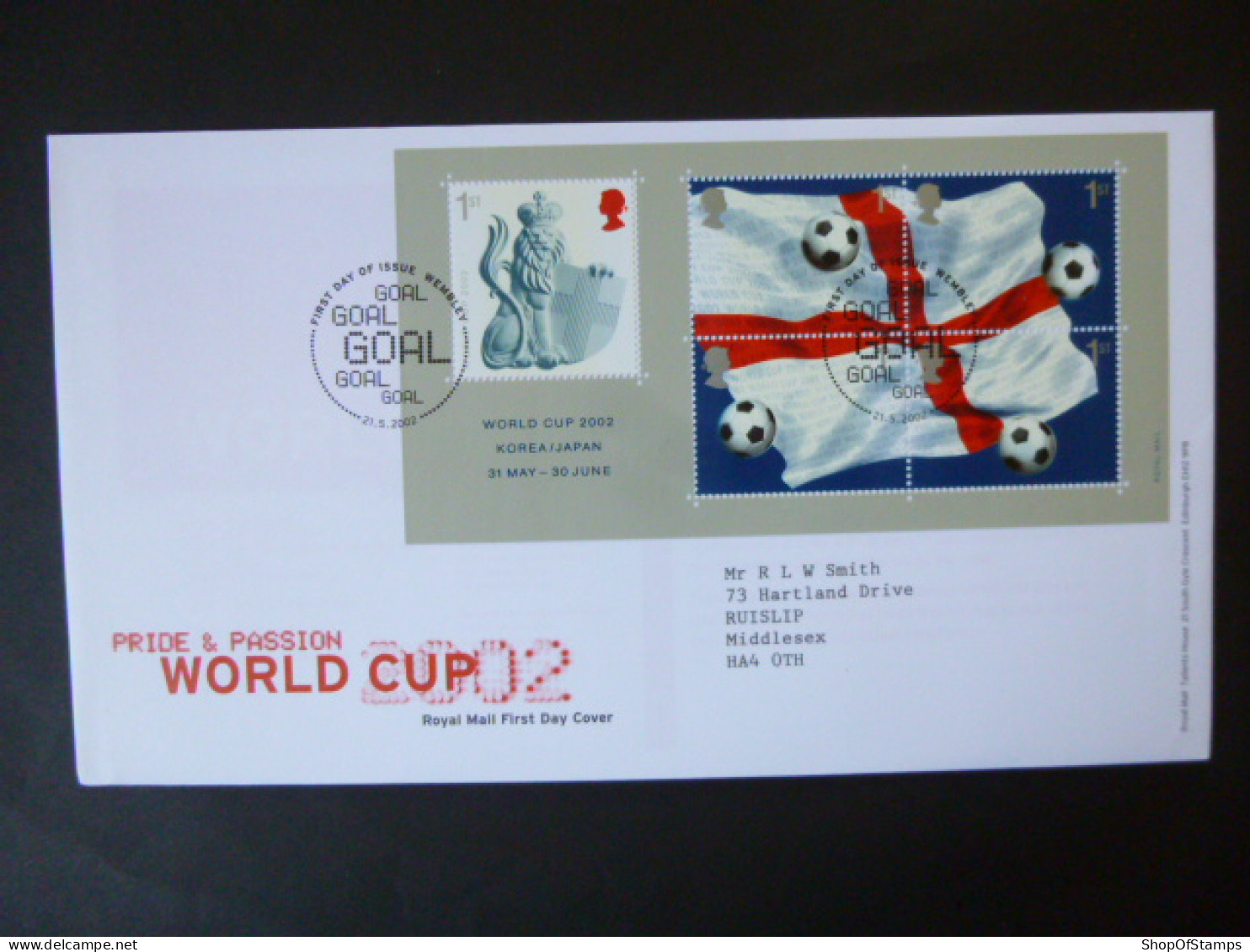 GREAT BRITAIN SG 2292MS WORLD CUP FOOTBALL CHAMPIONSHIP, JAPAN KOREA FDC WEMBLEY - Non Classés