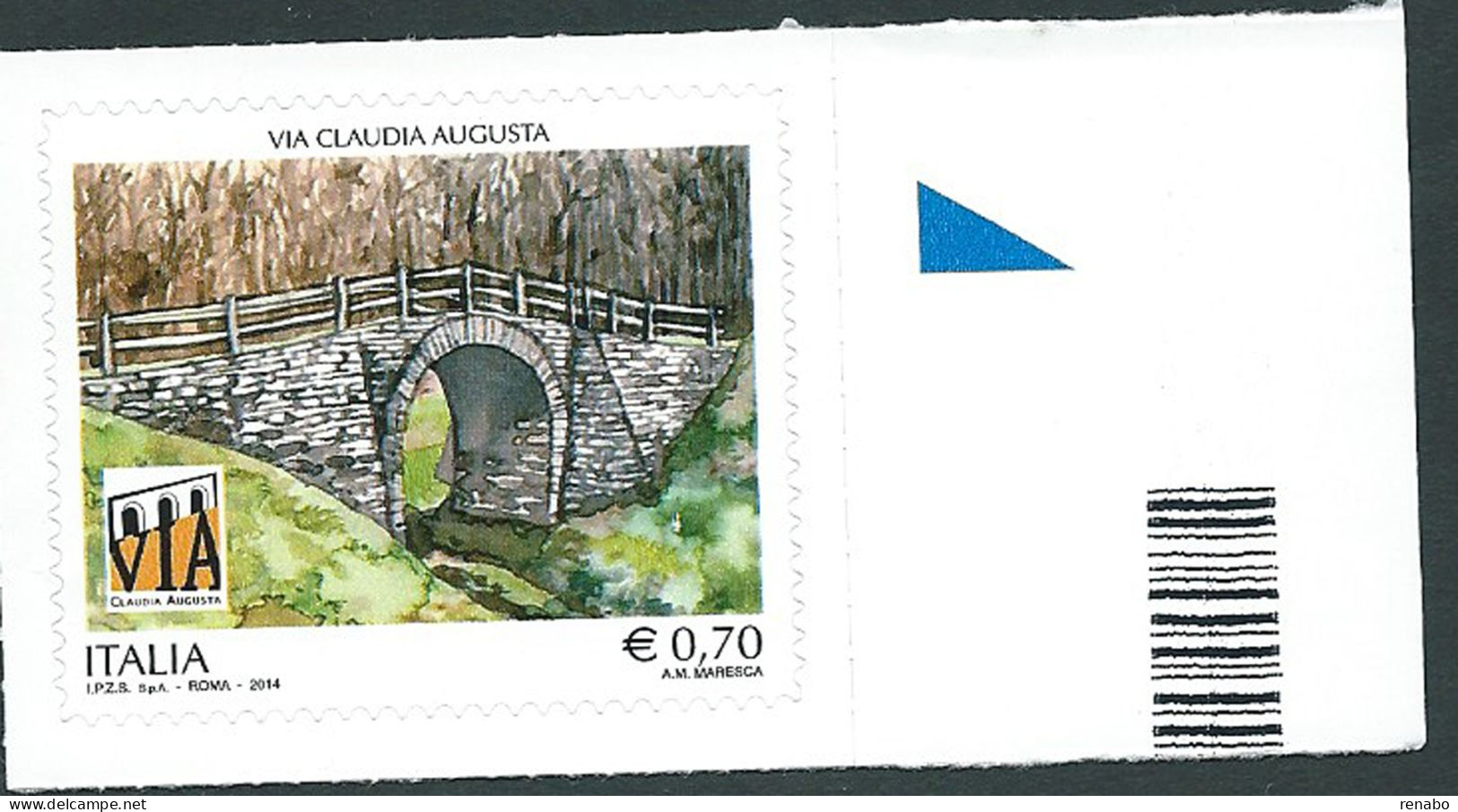 Italia 2014; Via Claudia Augusta , Francobollo Di Bordo Destro - 2011-20: Mint/hinged