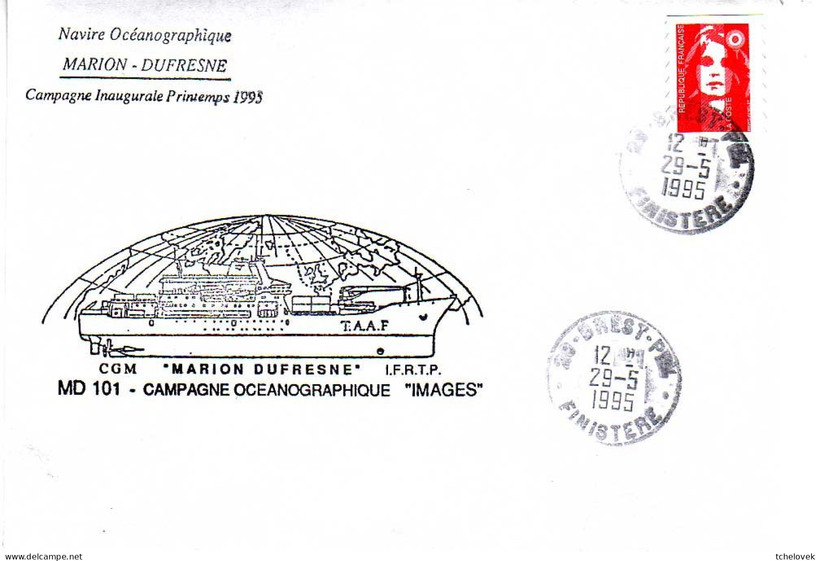 FSAT TAAF Marion Dufresne. 29.05.95 Brest Campagne Oceanographique MD 101 Images - Briefe U. Dokumente