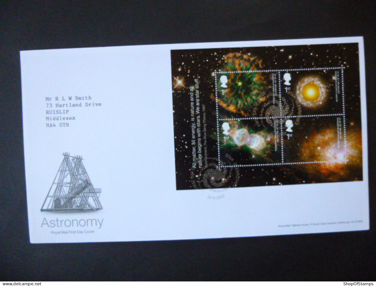 GREAT BRITAIN SG 2315MS ASTRONOMY FDC STAR GLENROTHES - Non Classés