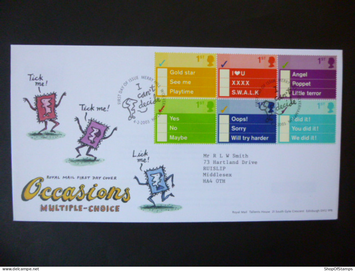 GREAT BRITAIN SG 2337-42 OCCASIONS GREETINGS STAMPS FDC MERRY HILL WOLVERHAMPTON - Unclassified
