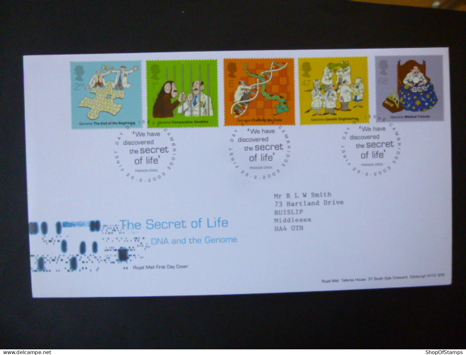 GREAT BRITAIN SG 2343-47 DISCOVERY OF DNA 50TH ANNIVERSARY FDC CAMBRIDGE - Ohne Zuordnung