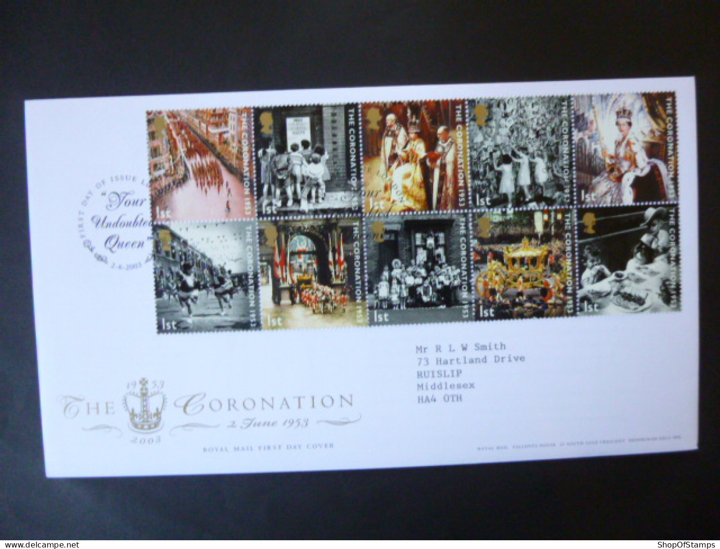GREAT BRITAIN SG 2368-77 50TH ANNIVERSARY OF CORONATION FDC LONDON - Sin Clasificación