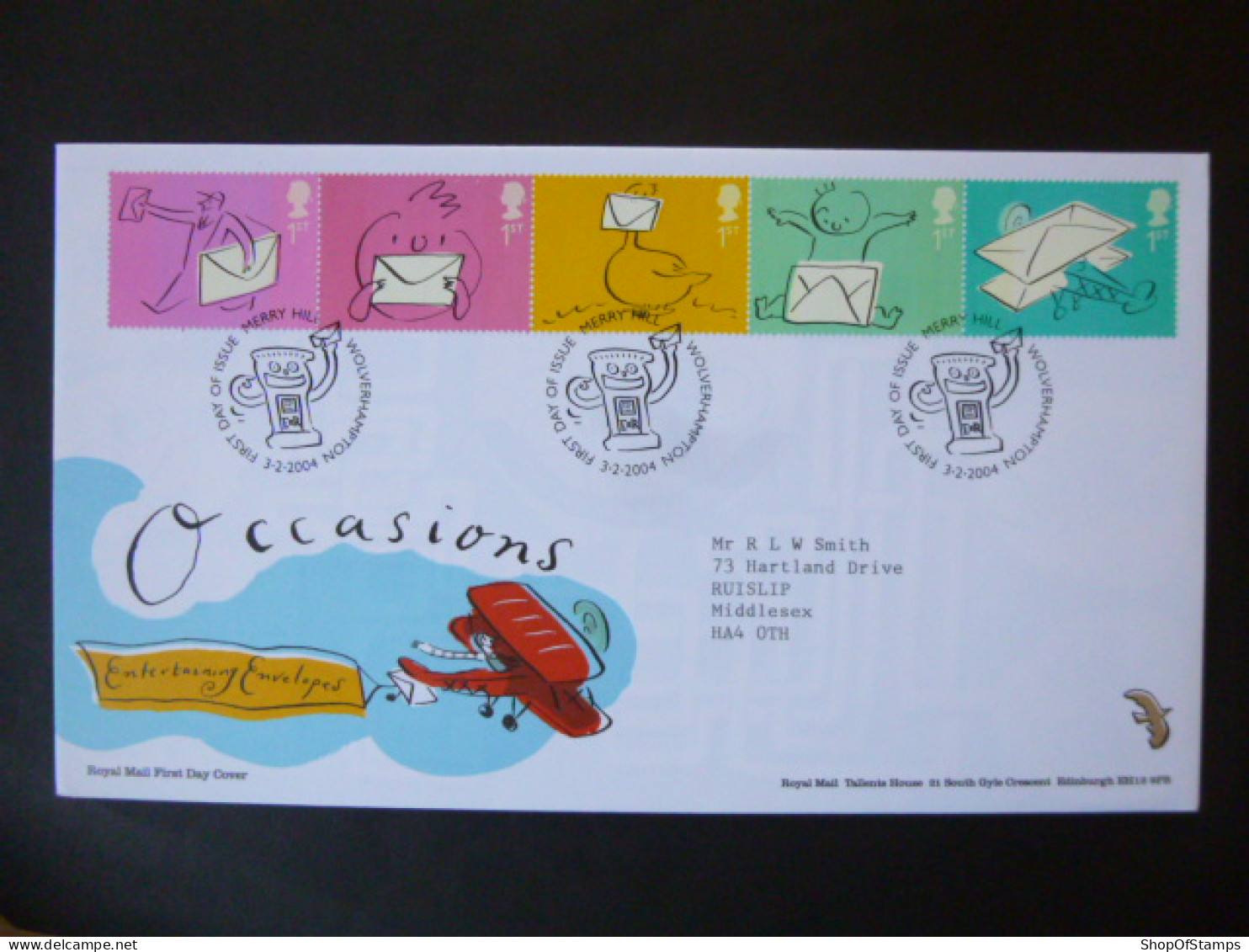 GREAT BRITAIN SG 2424-28 OCCASIONS GREETING STAMPS FDC WOLVERHAMPTON - Ohne Zuordnung