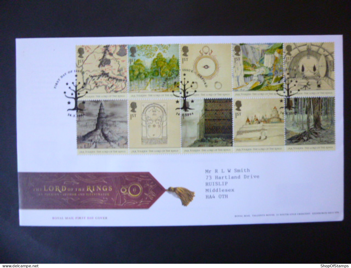 GREAT BRITAIN SG 2429-38 FELLOWSHIP OF THE RING AND THE TWO TOWERS 50YR FDC OXFORD - Ohne Zuordnung