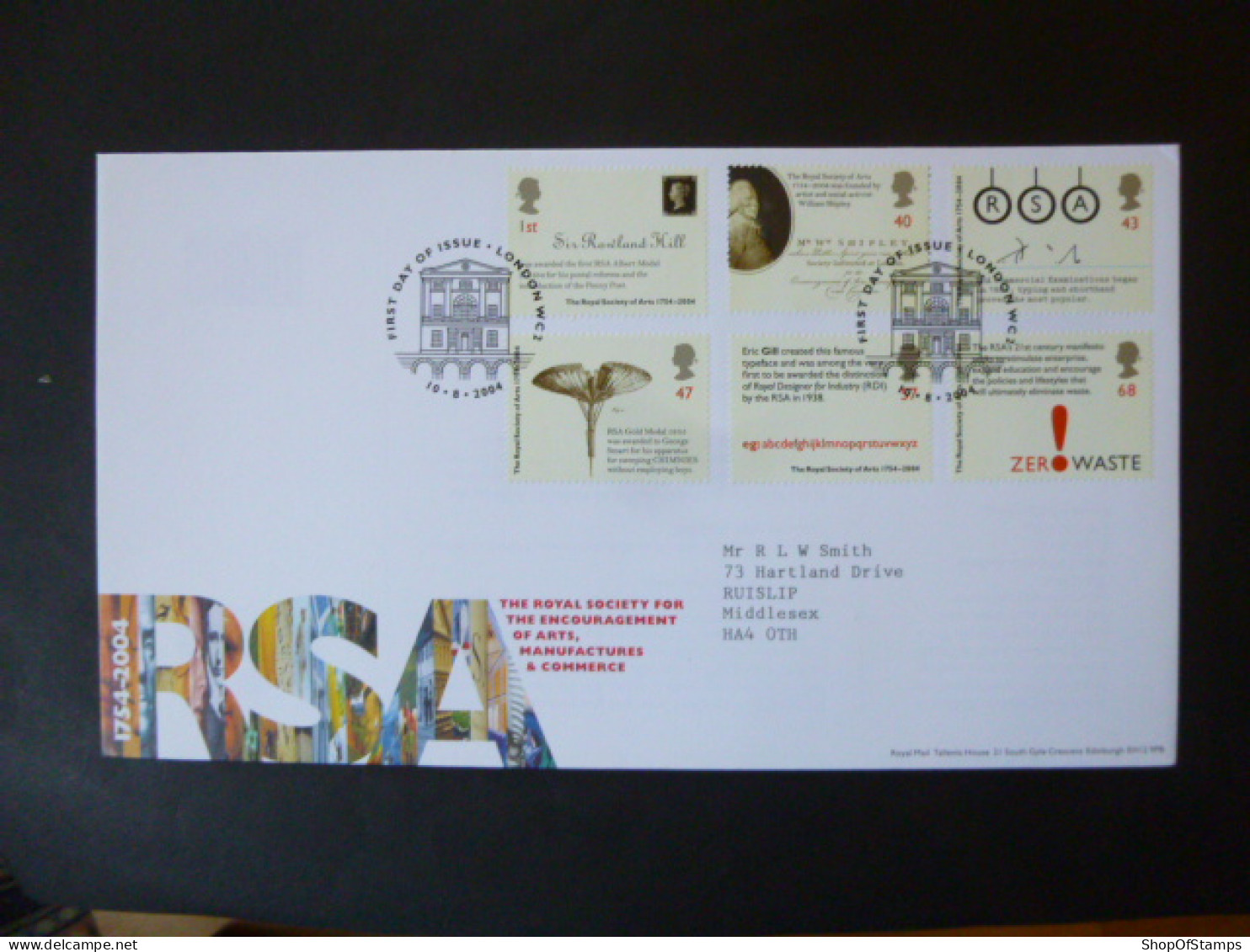 GREAT BRITAIN SG 2473-78 ROYAL SOCIETY OF ARTS 50 YR FDC LONDON - Zonder Classificatie