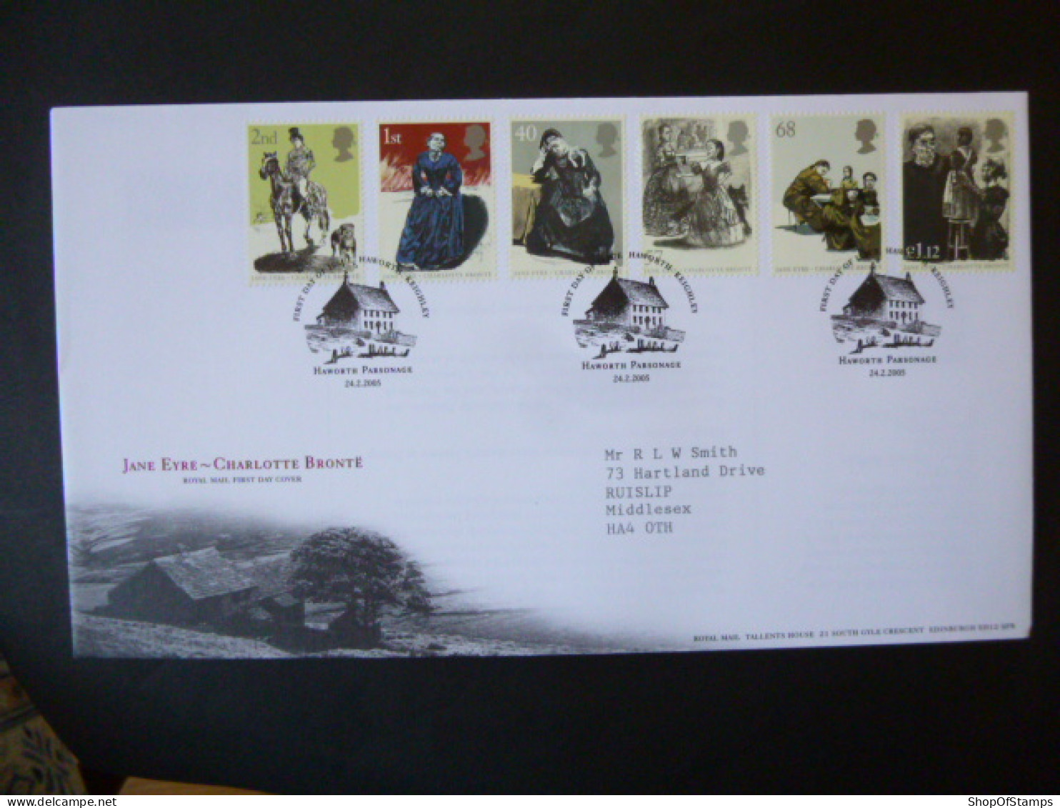 GREAT BRITAIN SG 2518-23 150tH DEATH ANNIV CHARLOTTE BRONTE FDC HAWORTH KEIGHLEY - Unclassified