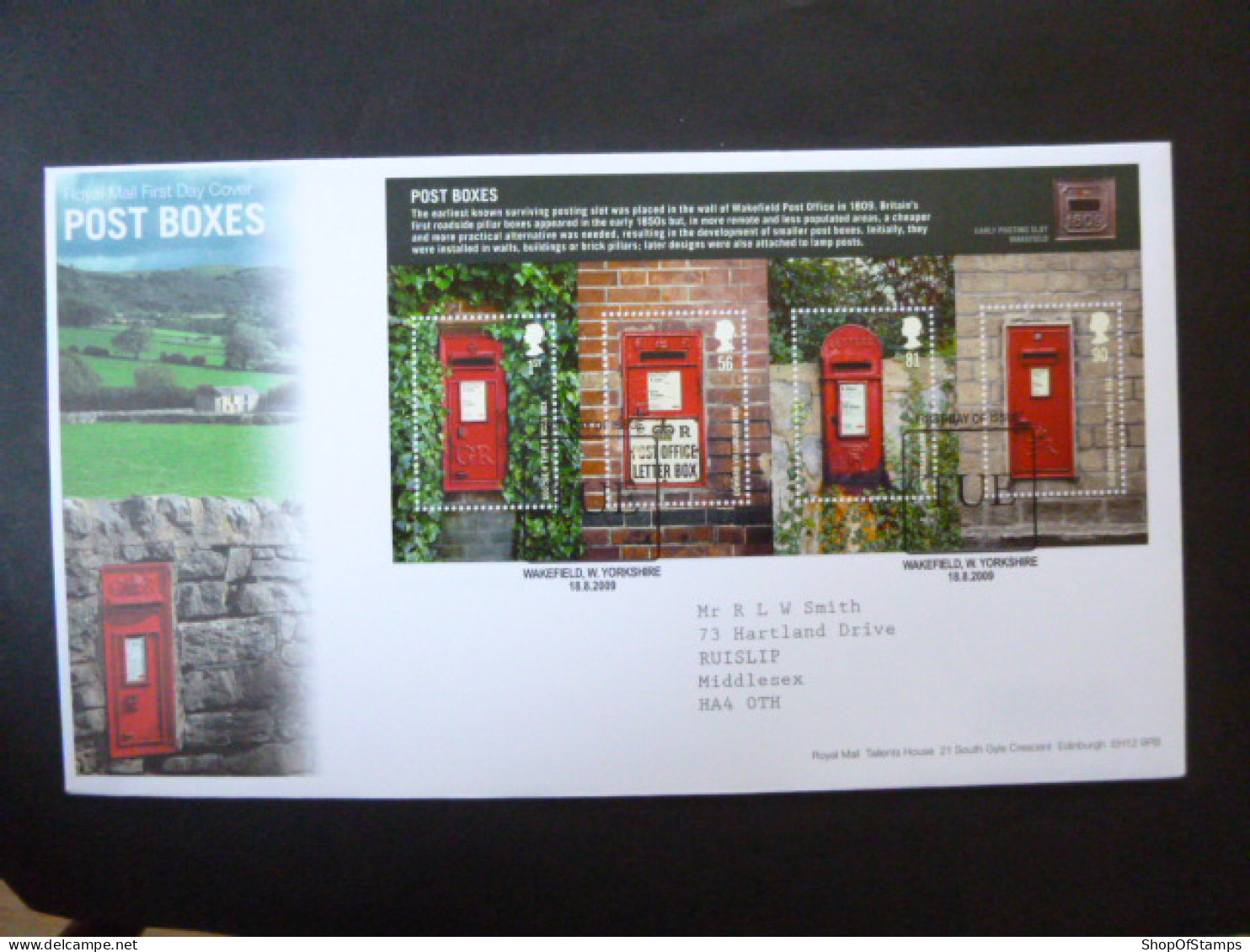 GREAT BRITAIN SG 2954MS POST BOXES FDC WAKEFIELD W.TORKSHIRE - Non Classés