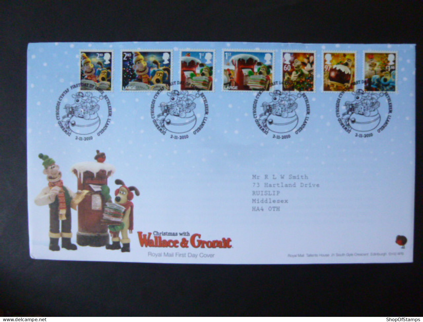 GREAT BRITAIN SG 3128-34 CHRISTMAS WITH WALLACE AND GROMIT FDC BETHLEHEM LLANDEILO - Sin Clasificación