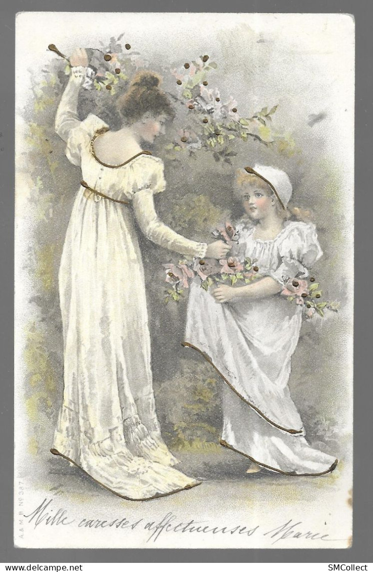 Jeune Femme, Jeune Fille, Cueillette De Fleurs (13687) - Frauen